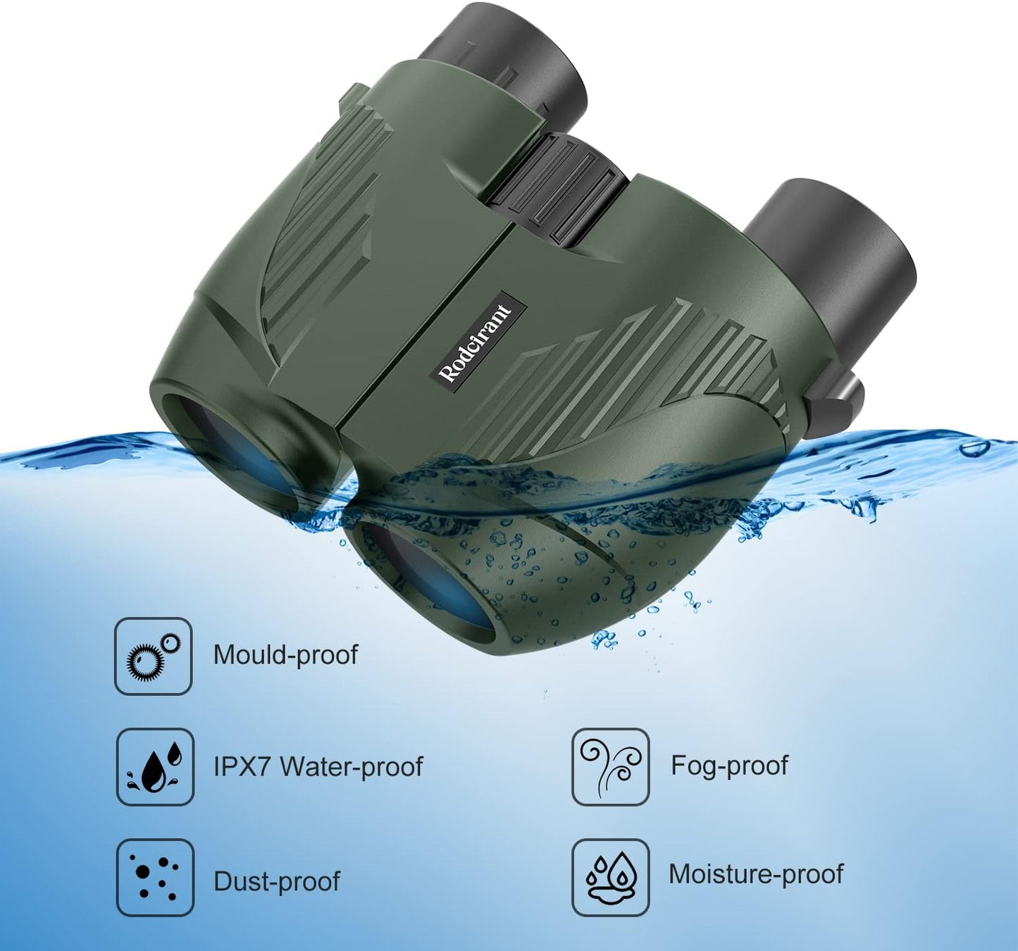 20X25 Compact Binoculars for Adults and Kids,Large Eyepiece Waterproof Binocular，Easy Focus Small Binoculars for Bird Watching,Hiking and Concert, Green