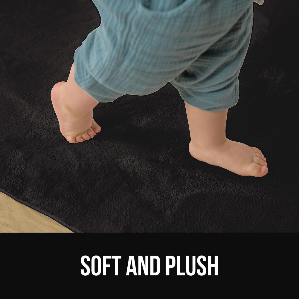 GORILLA GRIP Ultra Soft Washable Area Rug, 8x10, Stain and Slip Resistant Plush Thick Carpet for Bedroom Living Room, No Shed Floor Rugs, Pet Friendly, Dorm Essentials, Kids Nursery Home Decor, Black