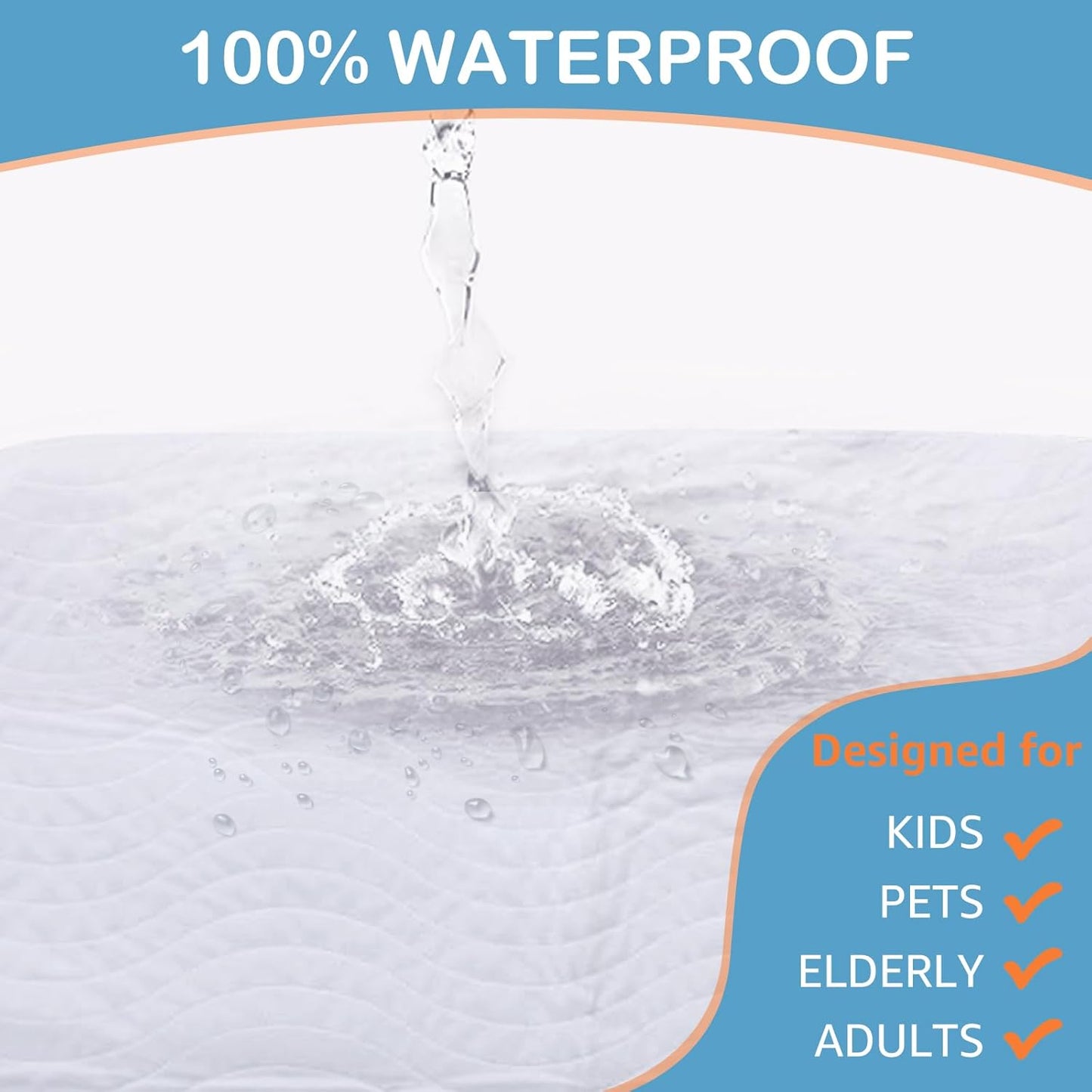 Washable Underpads Incontinence Pads for Kids, Adults, Elderly and Pets,Liquid Absorption Reusable Bedwetting - Waterproof Protective Pad for Bed,Floor Couch, Sofa and Car (2 Pack - 34x52)