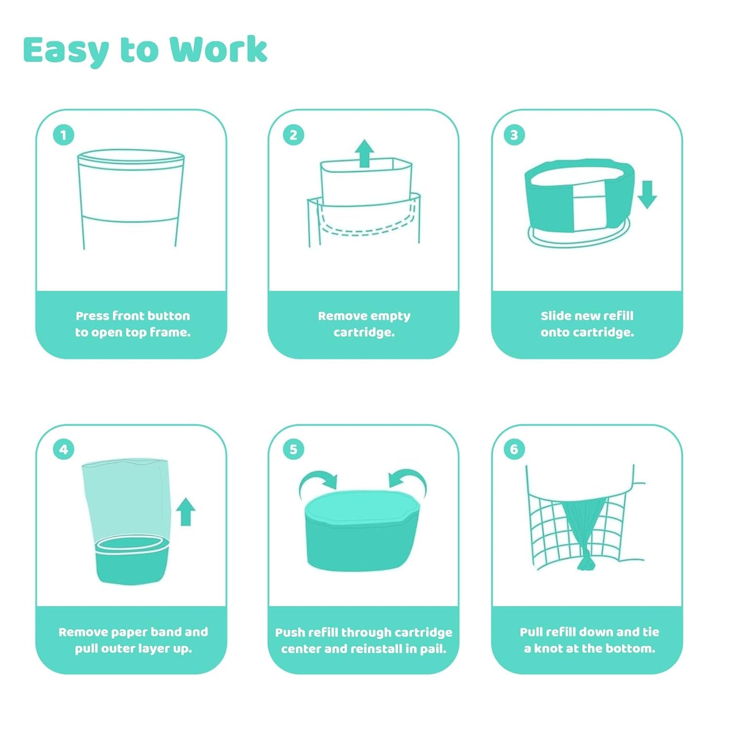 [4 Pack] Newnice Diaper Pail Refill Bags for Dekor Classic Diaper Pail, 30% Extral Thicker Diaper Genie Refills, Continuous Liners for Baby & Adult Diapers, Nursery Trash Solution