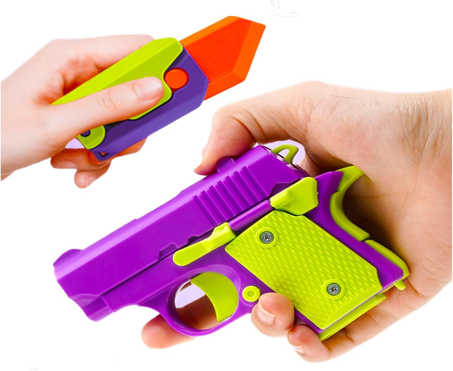 Fidget Toys Pistol, 3D Gravity Mini 1911 Fidget Pistol Toys,Fidget Sensory Toys,Stress Relief for Adults, Suitable for Relieving ADHD, Anxiety, Best Gift for Adults and Kids(Purple Pistol and Knife)