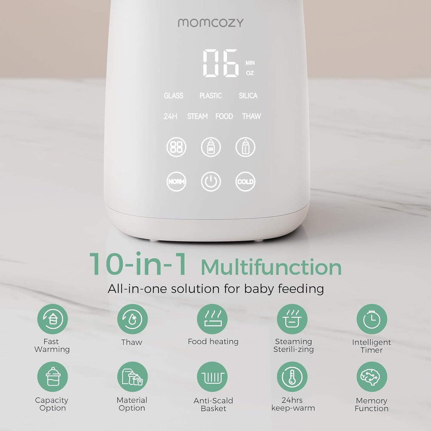 Momcozy Bottle Warmer, Fast Bottle Warmers for All Bottles with Timer, Accurate Temperature Control and Automatic Shut-Off, Multifunctional Bottle Warmer for Breastmilk