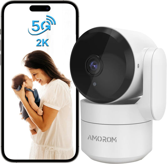 2K Pan-Tilt Indoor Security Camera, 360° Pet/Dog Monitoring, Motion Tracking, Night Vision, 2-Way Audio, Motion Alerts, Compatible with Alexa & Google Assistant (2.4GHz & 5GHz)