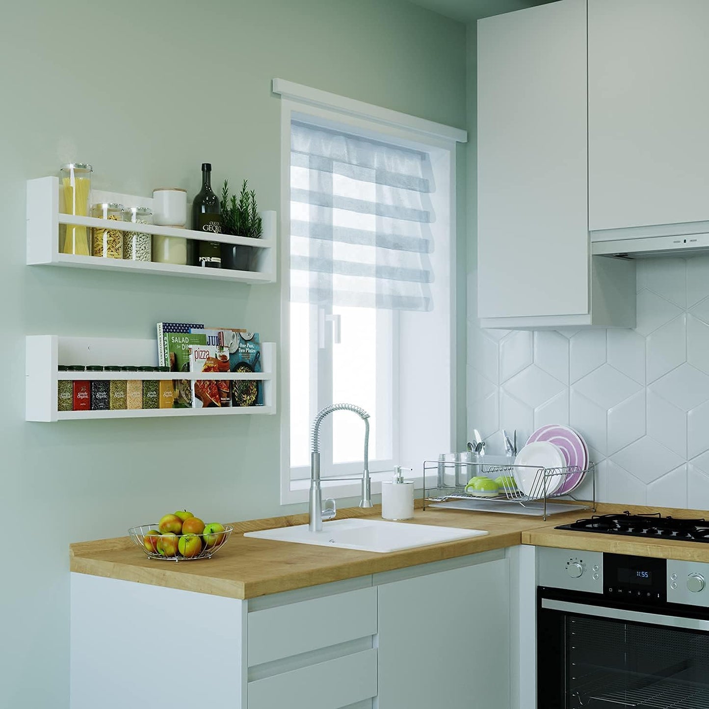 Brightmaison Polynez 30" Floating Shelves for Nursery & Kids, Multiuse Wall Shelf Set of 2 Wood Floating Shelf White