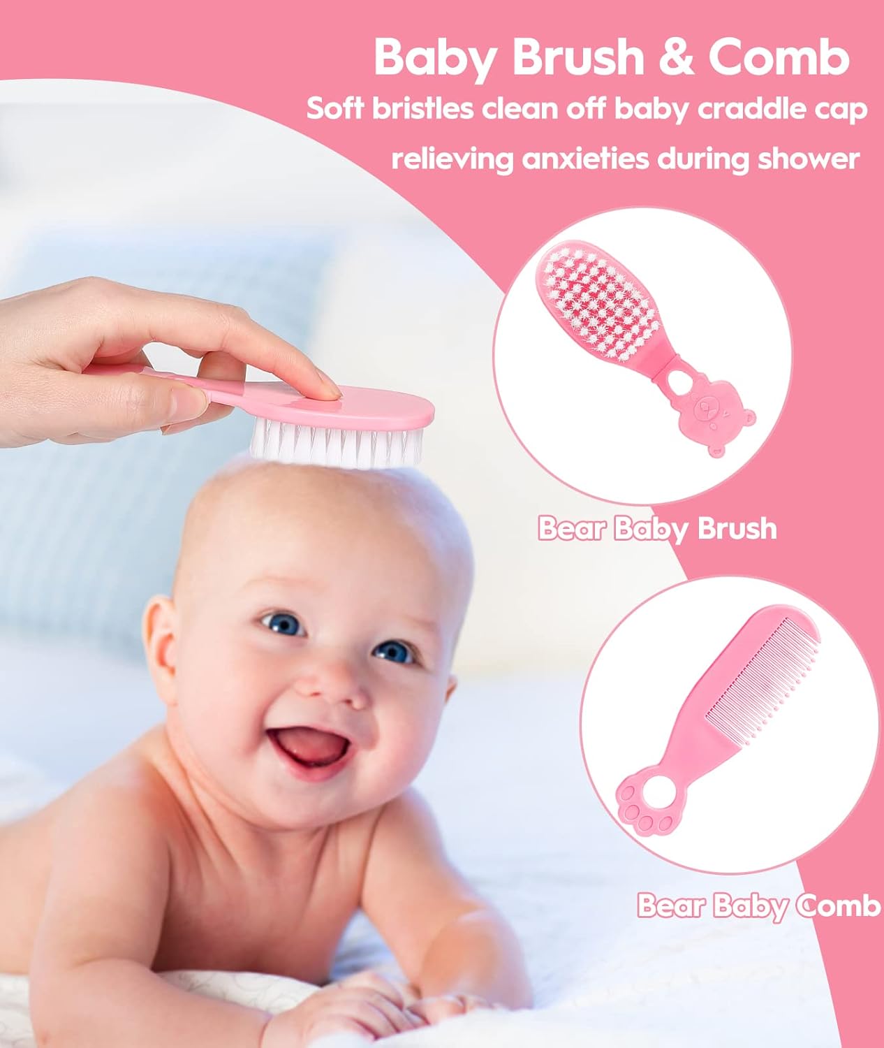 Baby Healthcare and Grooming Kit, Safety Newborn Nursery Baby Care Kit, with Hair Brush Comb, Nail Clipper, Thermometer, Pacifier Clip, Baby Registry Search, Baby Girl Boy Newborn Essentials