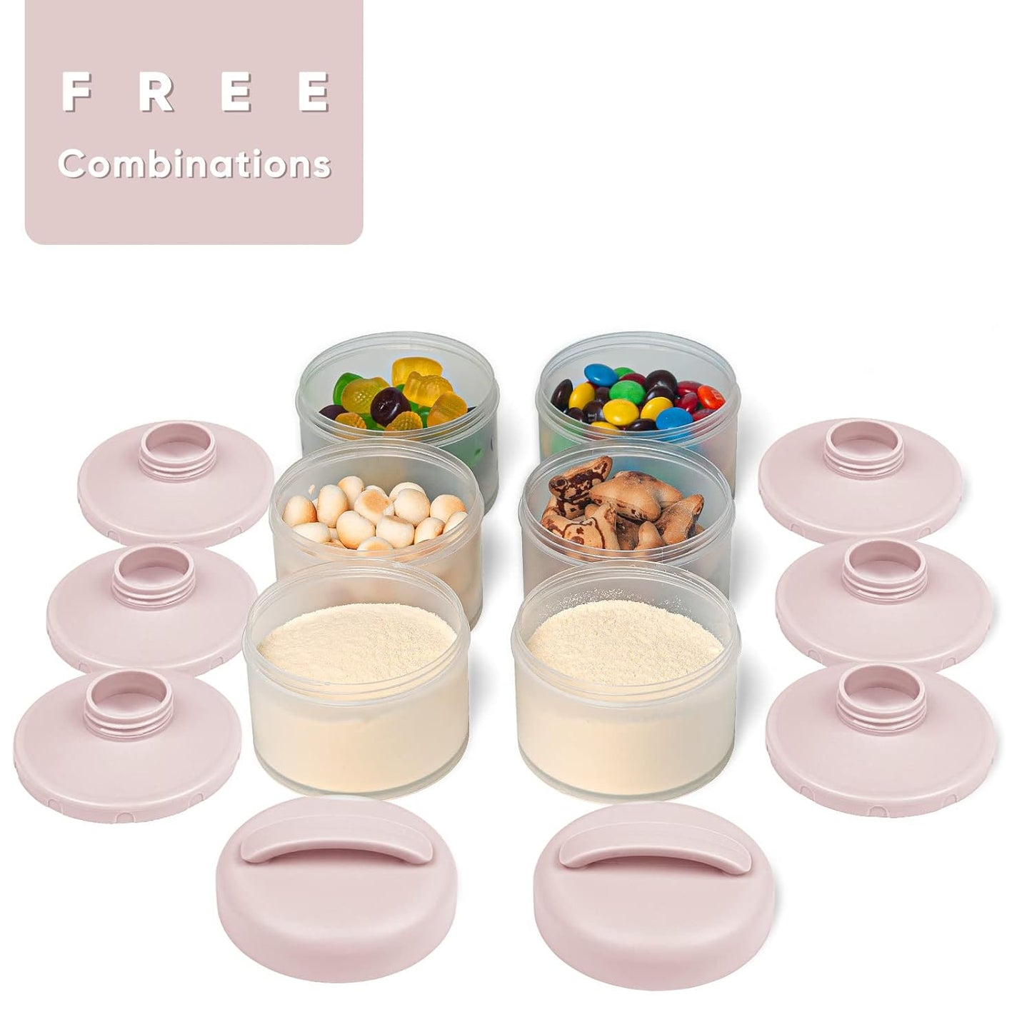 Termichy Stackable Formula Dispenser Portable Milk Powder Container, 2 Pack, Light Pink