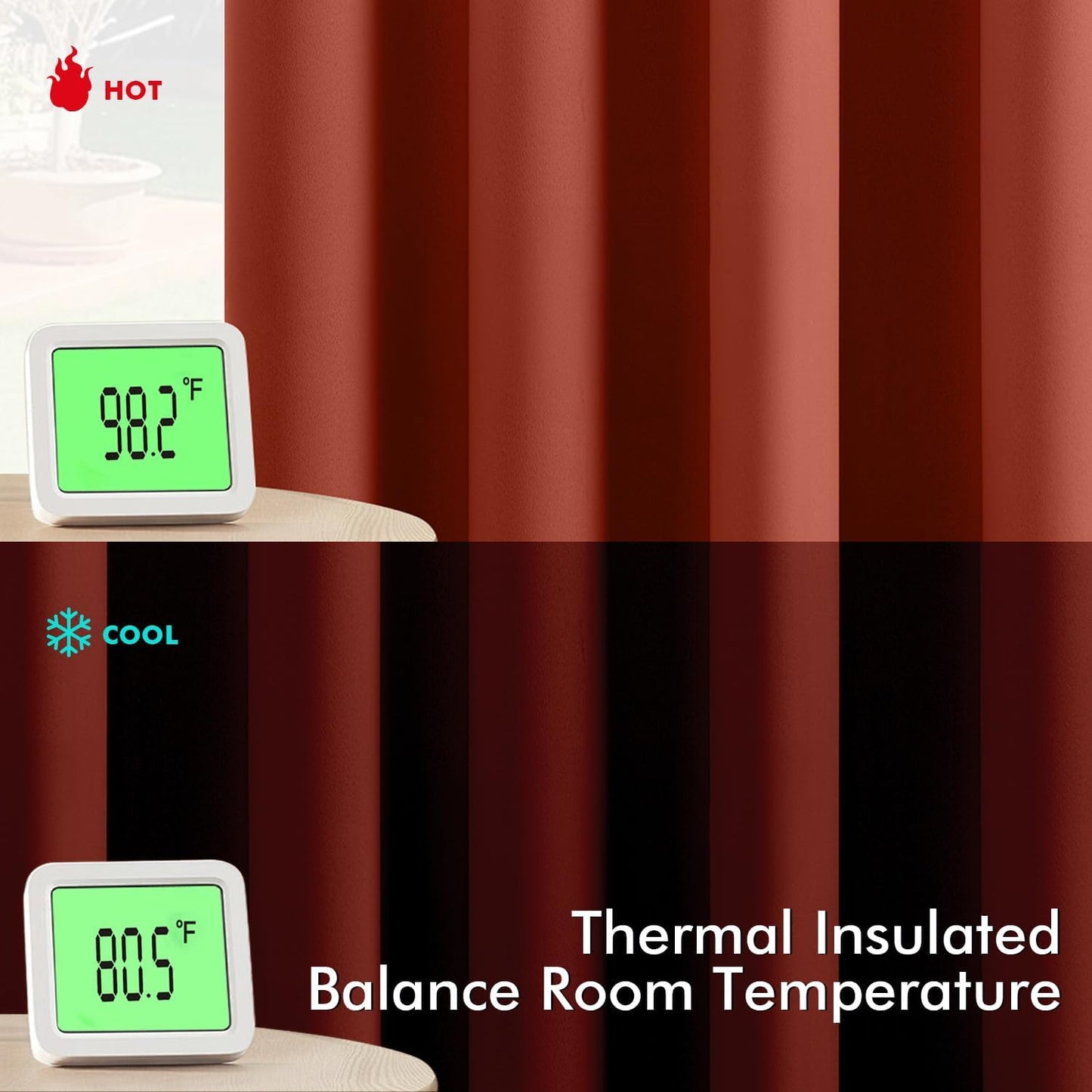 MIULEE Short Fall Curtains for Windows - Burnt Orange Blackout Half Window Curtains Thermal Insulated Privacy Drapes for Kitchen Bedroom Bathroom Grommet Small Basement Tiers W40 x L36 Inch 2 Panels