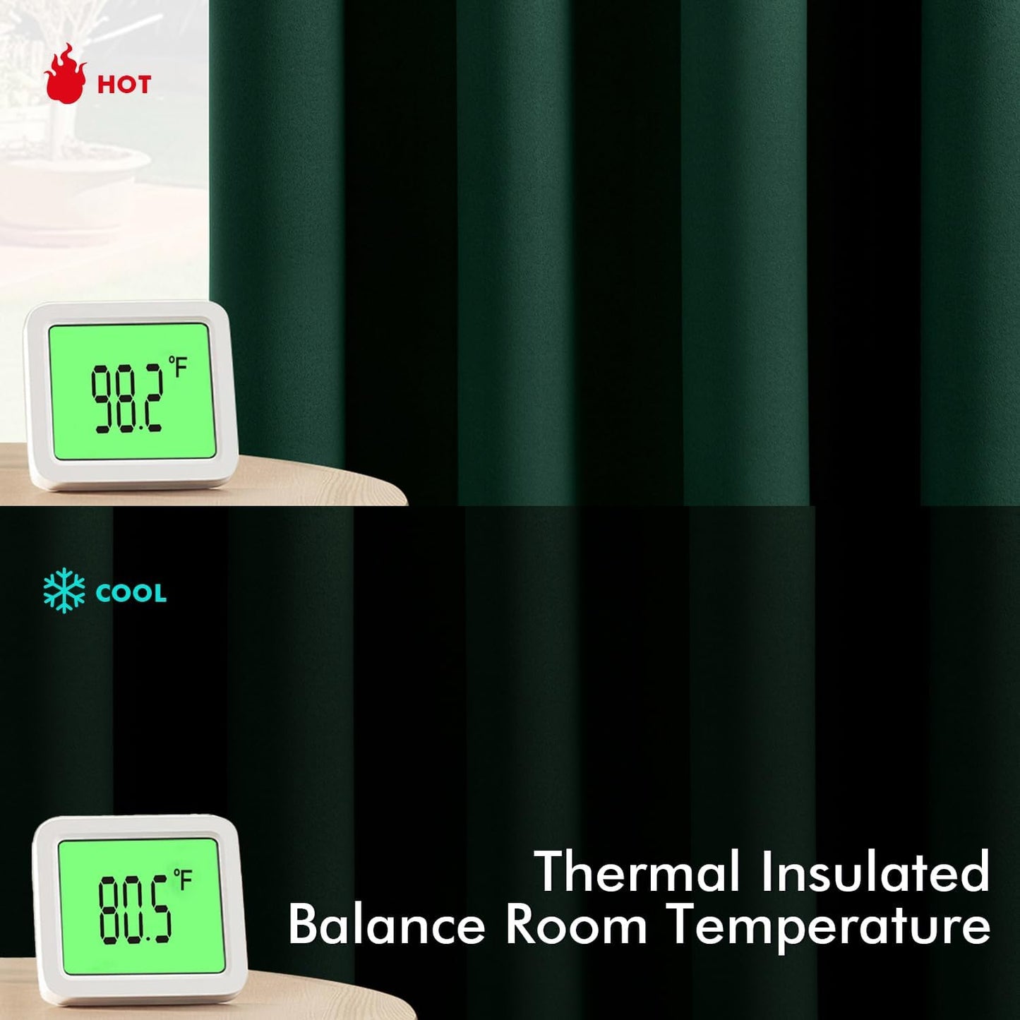 MIULEE Hunter Green Blackout Curtains for Bedroom Living Room 84 Inches Long 2 Panels, Thermal Insulated Room Darkening Drapes Solid Grommet Noise Reduction Emerald Green Christmas Curtains 40x84 Inch