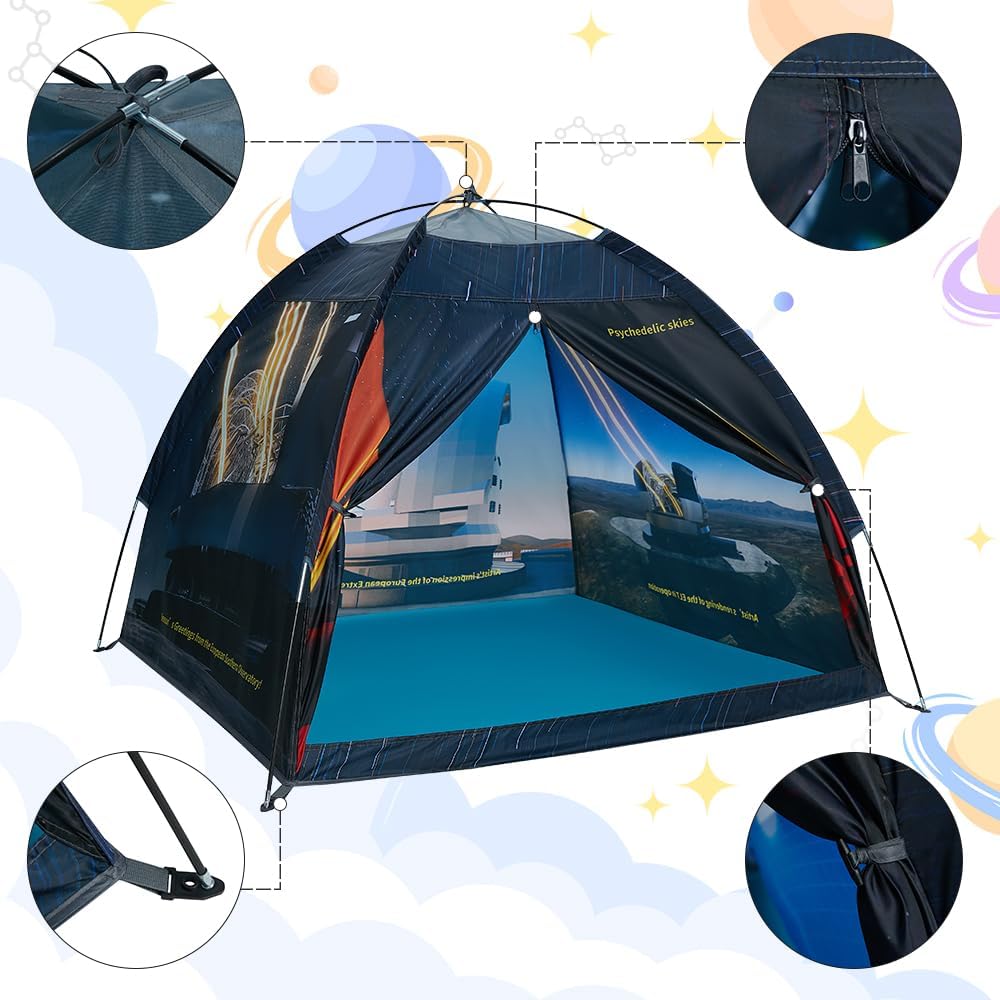Magnetic Kids Play Tent - 61'x61'x45' Imaginative Popup Dome Playhouse for Kids Indoor/Outdoor Fun - Observatory Space Theme