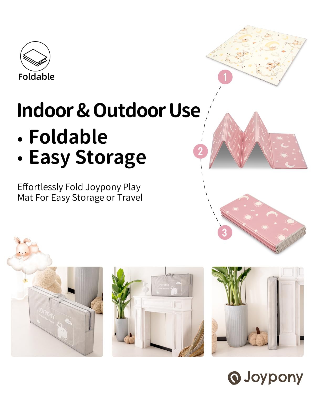 Baby Play Mat, 79 x 71 Inches Extra Large Foldable Play Mats for Babies and Toddlers, Waterproof & Anti-Slip Portable Baby Floor Mat for Tummy Time, Foam Baby Mat for Floor with Travel Bag