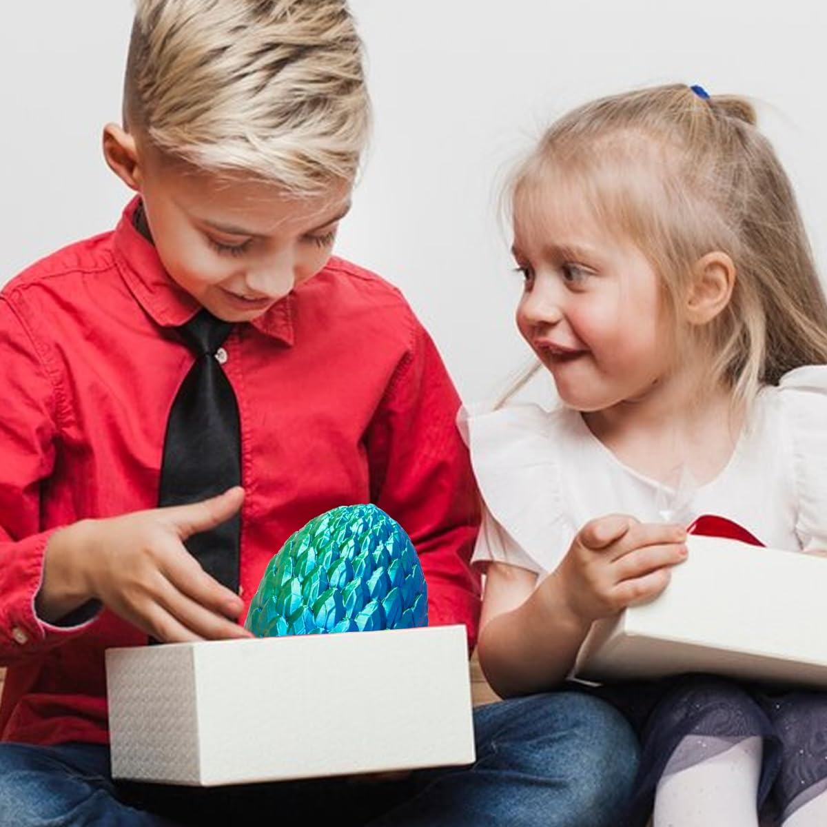 3D Printed Dragon Egg, Beautiful Flexible Joints Executive Desk Toys, Gifts for Adults and Kids (Laser Blue&Green)