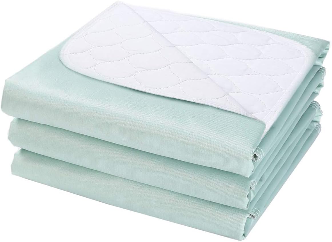 Washable Waterproof Incontinence Bed Pads - 24 x 34 Inch Reusable Underpad Sheet for Chair, Sofa and Mattress Protectors Pack of 3