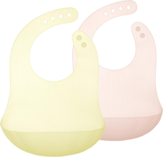 Olababy Fold N Go Silicone Baby Bib w Travel Case | Lightweight Design Eases Pressure Bruising for Infants & Toddlers