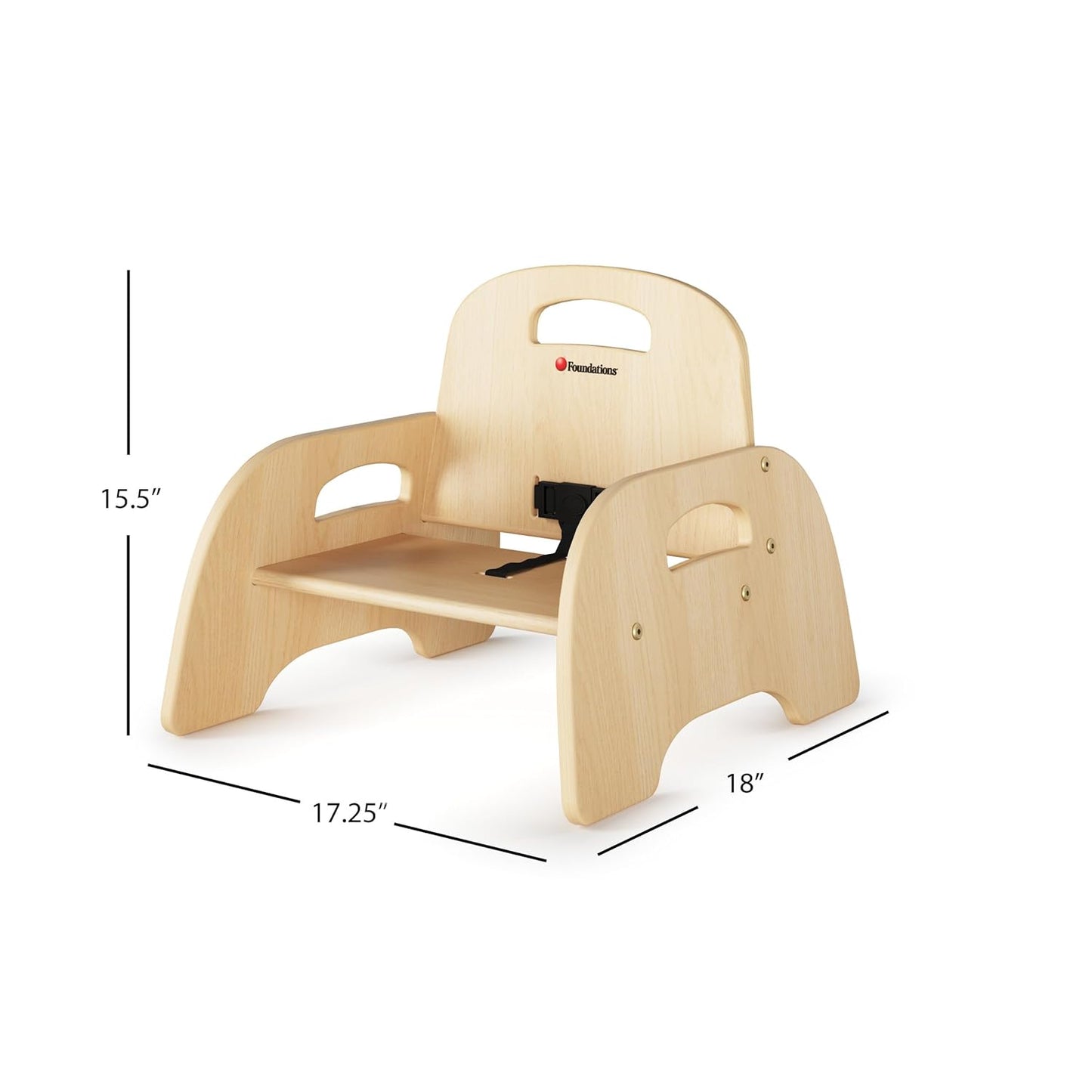 Foundations Simple Sitter Low Wood Feeding Chairs Multipack, Wide No-Tip Base, Adjustable Safety Harness, Stackable Wood Toddler Chairs with Food Service Grade Finish, 2 Pack (5 inch)
