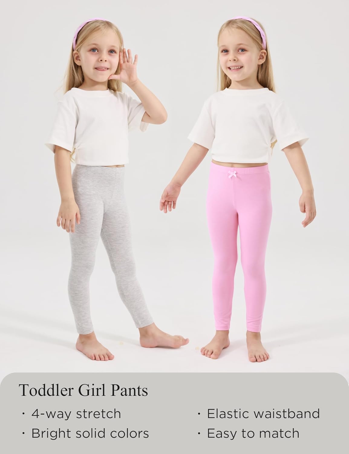 Toddler Girls Leggings 2-Pack Bamboo Viscose Little Girls Casual Stretch Pants