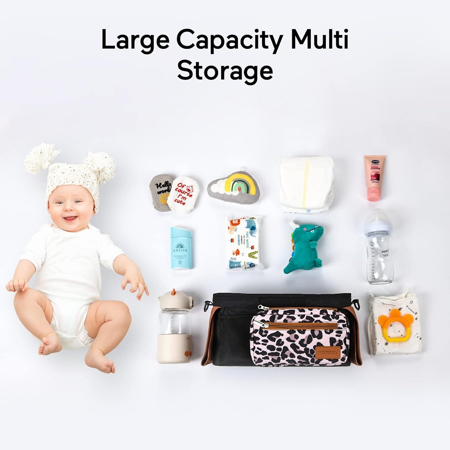 Momcozy Universal Stroller Organizer with Insulated Cup Holder Detachable Phone Bag & Shoulder Strap, Fits for Stroller like Uppababy, Baby Jogger, Britax, BOB, Umbrella and Pet Stroller