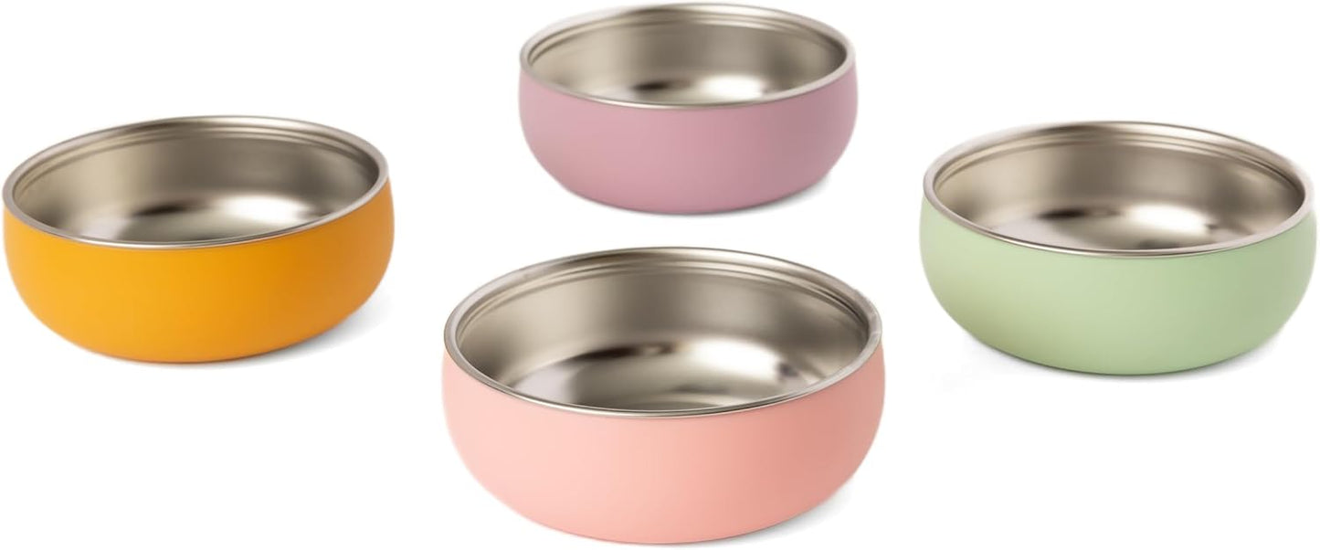 Monkey Proof™ Non-Toxic Stainless Steel Child Bowl 5” with Non-Slip Silicone Shell, (Set of 4 bowls) Unbreakable, Mess Free Feeding for Babies, Toddlers, Kids, BPA free (Garden Party)