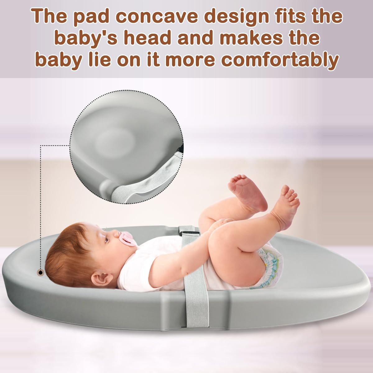 Baby Changing Pad,Waterproof Easy to Clean,PU Foam Changing Pad on Table Topper for Changing Diaper and Dresser (Grey)