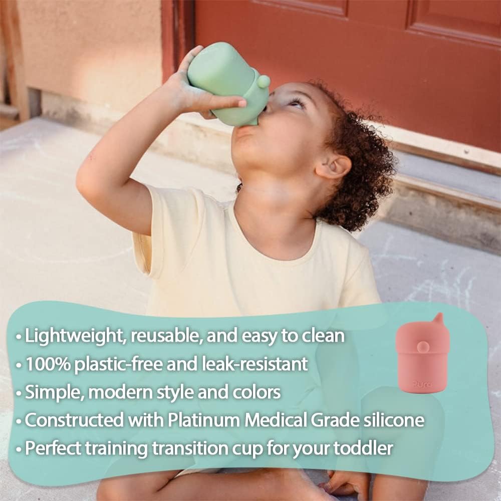 Pura my-my Silicone Sippy Cup 5oz/150ml - Training Cup, Reusable, Platinum Food Grade Medical Grade, Spill Proof Cups for Kids, Toddlers, Babies & Infants (Mint)