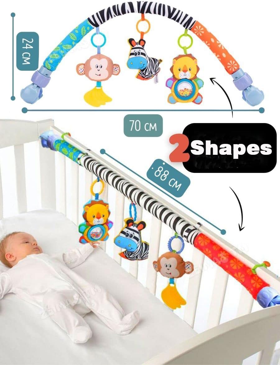 Pau1Hami1ton Baby Stroller Arch Toys, Car Seat Toys,Bouncer Toy Bar/Mobile for Bassinet,Adjustable Baby Hanging Toys Fit for Crib Bed,Stroller,Car Seat Gifts.S-19(Zebra)