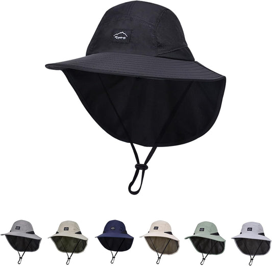 Outdoor Kids Sun Hat with Neck Flap UPF 50+ Quick Dry Beach Hats for Baby Boys Girls Age 2-12 Years Adjustable