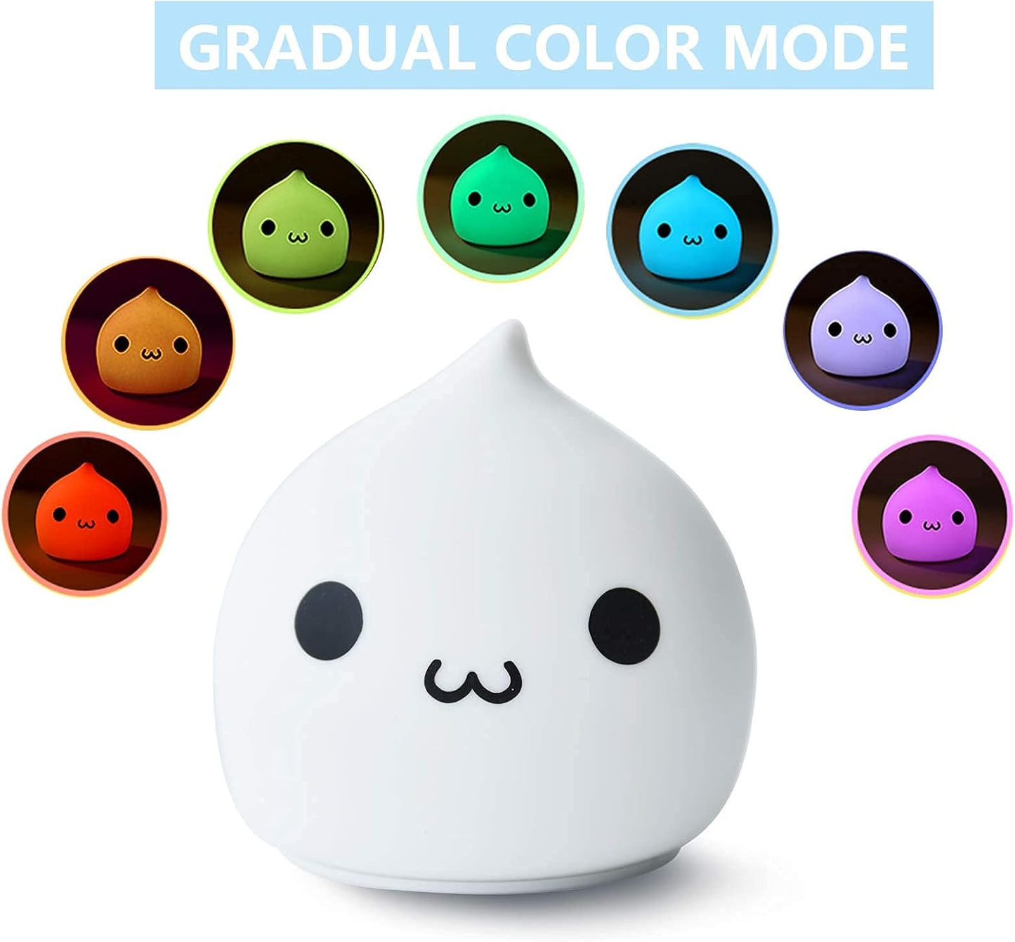 ZKLiLi Night Light for Kids, Cute Lamp Dumpling Light Birthday Gifts for Girls Boys, Kawaii Nightlight Silicone Portable Nursery Battery Powered Animal Night Lights for Baby Toddler Teen Bedrooms