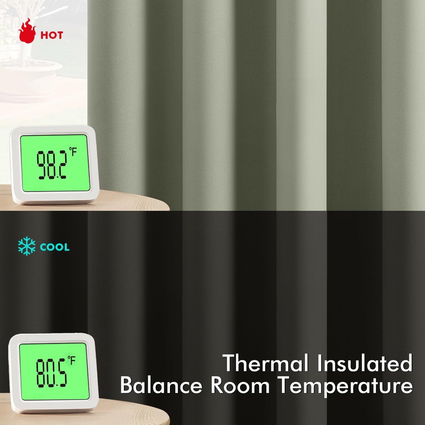 MIULEE Sage Green Blackout Curtains for Bedroom Living Room 90 Inches Long 2 Panels, Thermal Insulated Room Darkening Drapes Solid Grommet Top Noise Reducing Light Green Window Treatments 40x90 Inch