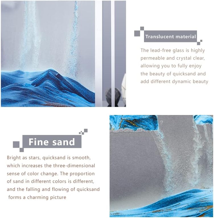 Moving Sand Art Picture 3D Deep Sea Sandscapes Sand Art Liquid Motion Bubbler Timer for Adult Kid Desktop Art Toys for Home Decor and Office(Square+Pink+10In)