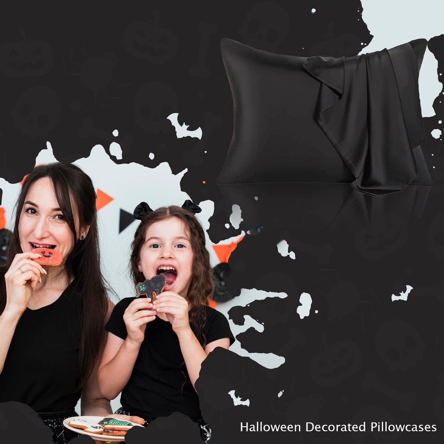 Mulberry Silk Pillowcase for Hair and Skin,Cooling Silk Pillow Case with Hidden Zipper,Allergen Proof Dual Sides Soft Breathable Smooth Silk Pillow Cover for Women (Black, Body)