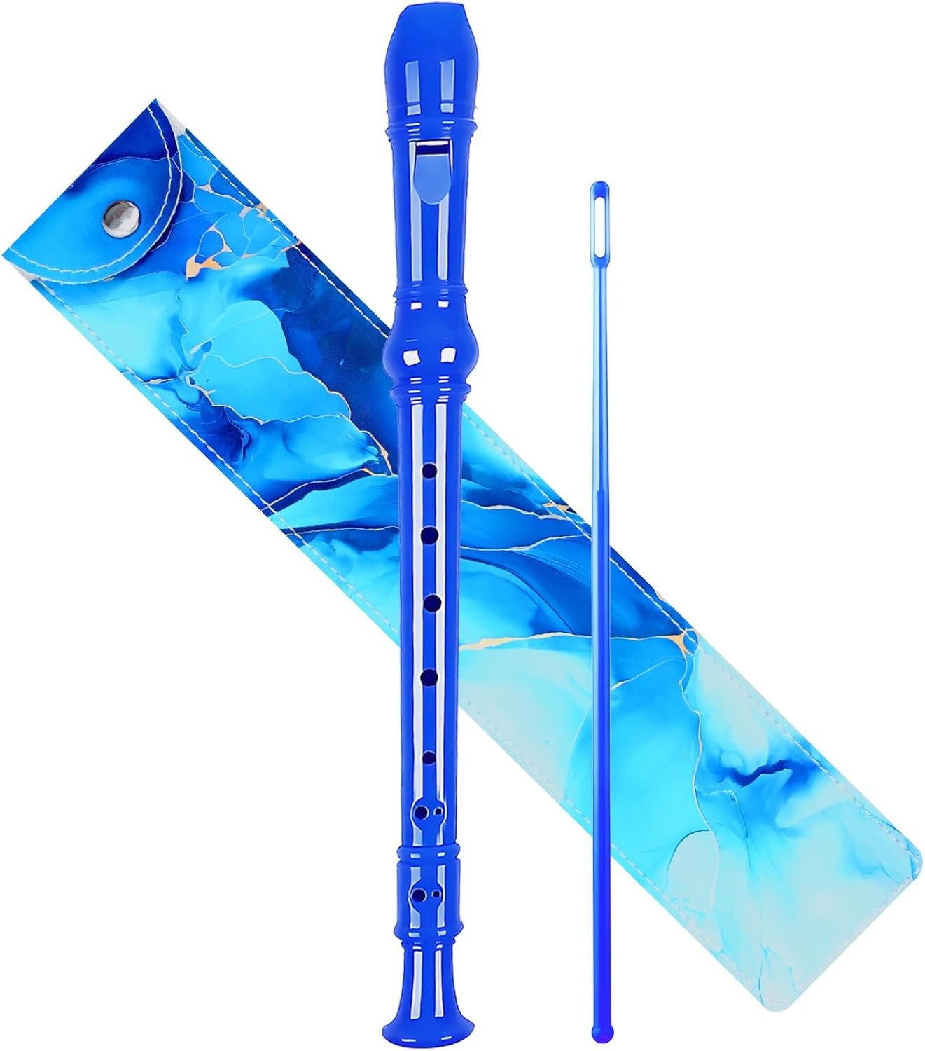 Soprano Recorder for Kids Beginners, German Fingering, C Key, 3 Piece with Cleaning Rod, Bag, Fingering Chart (Blue)…