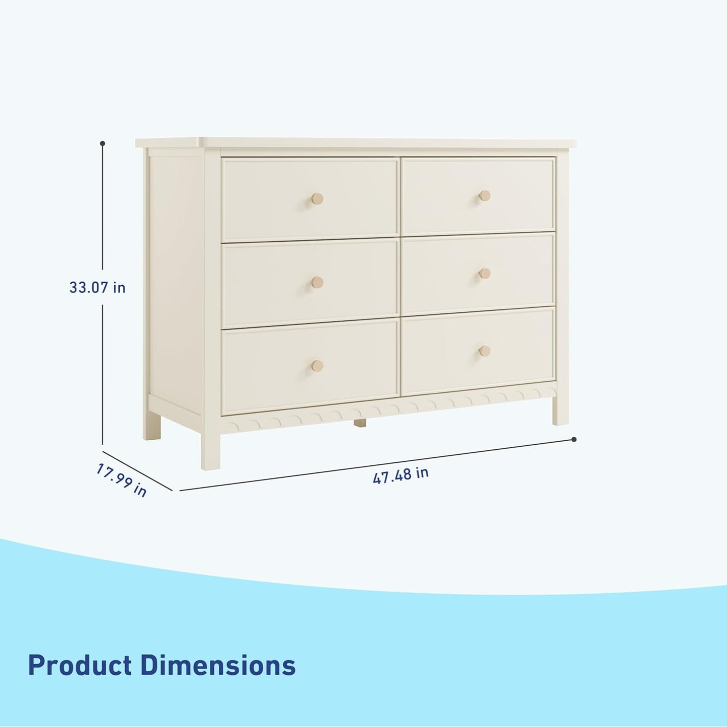 Graco Sasha 6 Drawer Dresser (Frosted Oat) – GREENGUARD Gold Certified, Wood Storage for Nursery or Kids’ Room, Safe Interlocking Drawer System & Easy Assembly with Pre-Installed Tracks