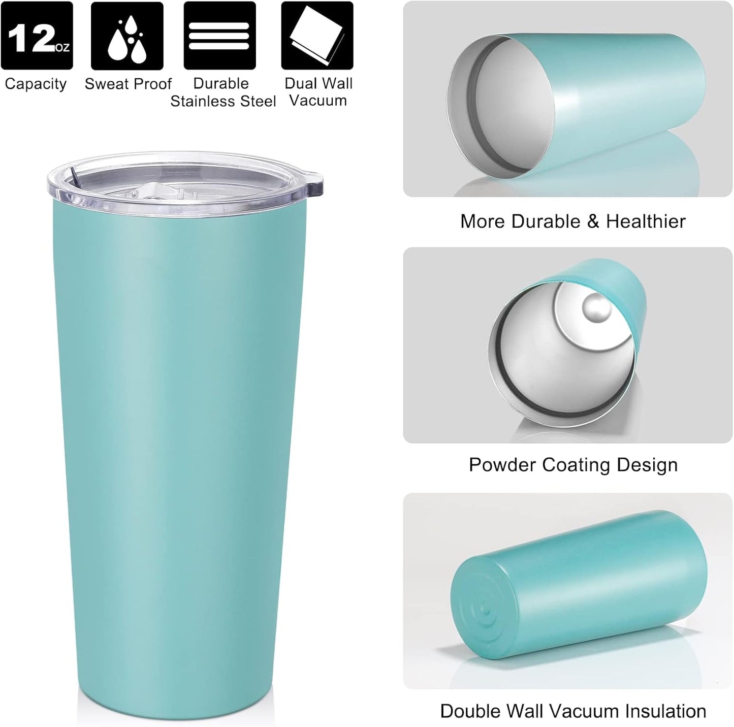 VEGOND 20oz Tumbler Bulk with Lid and Straw 1 Pack, Stainless Steel Vacuum Insulated Tumbler, Double Wall Coffee Cup Travel Mug, River Green