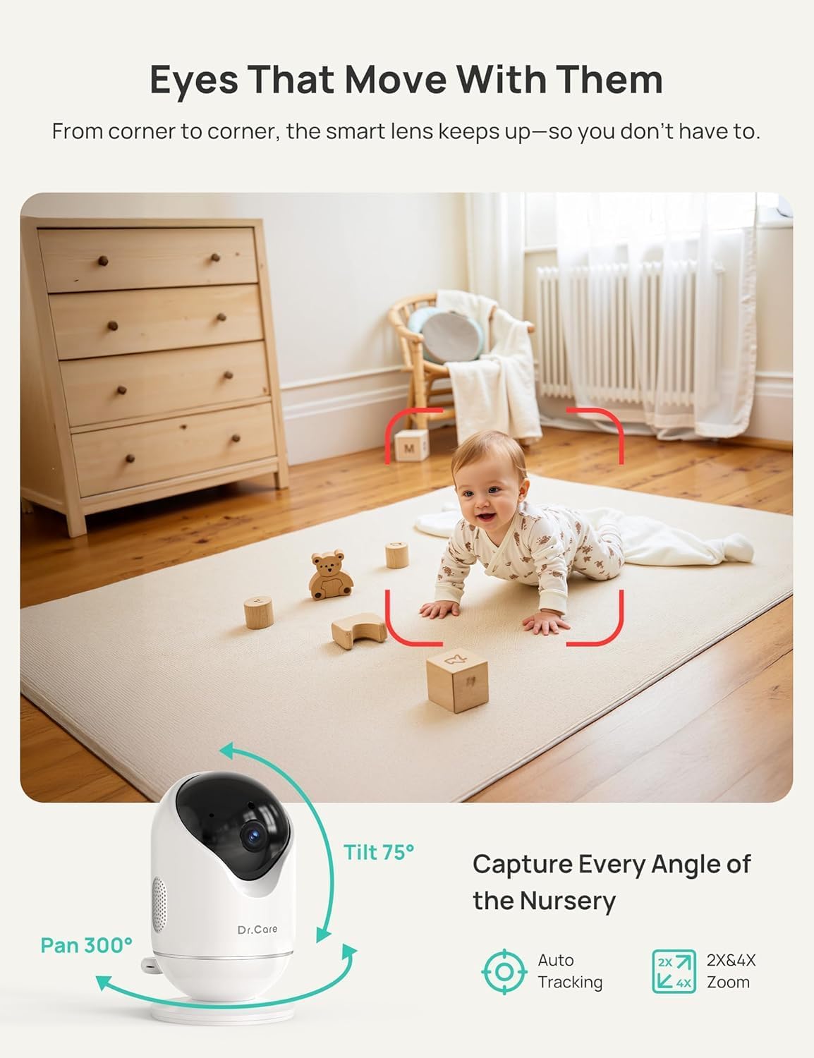 VistaView Smart WiFi Baby Monitor with 2 Cameras- 5” 1080P Split Screen & 2K Camera App Control, Cry & Motion Alerts, Night Vision, 5000mAh Battery, 2-Way Talk, Triple Security, 1279ft Range