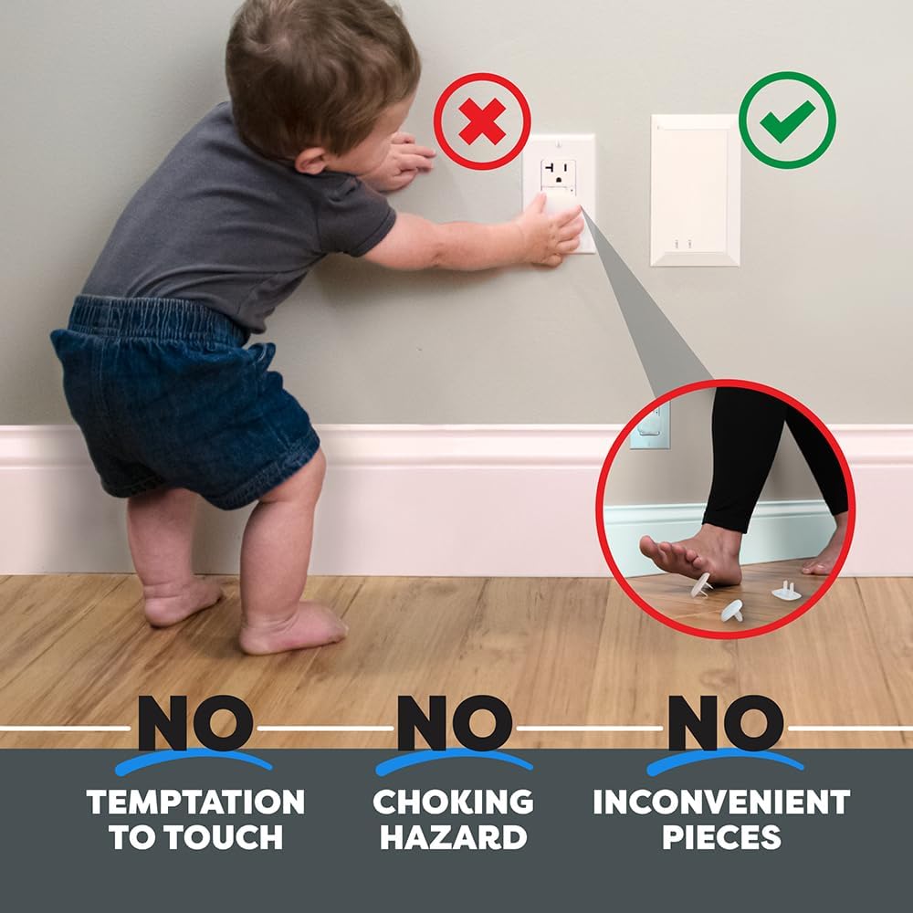 Child Resistant Outlet Cover (2-pack | White) | Decora GFCI Wall Plate | Sliding Door that Locks | Safe & Stylish | Patented Design | Made in the USA | Quick & Easy Installation | Socket Shield