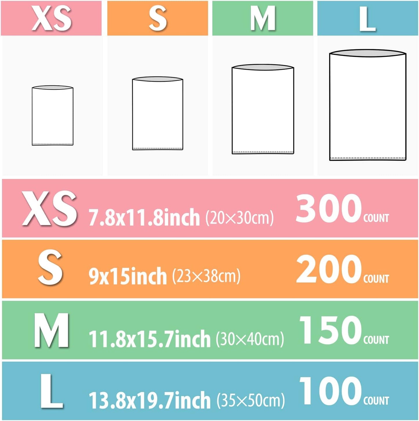 Odor Sealing Disposable Diaper Bags, 200 Count, White, Large Capacity, Unscented Diaper Trash Bags, Safety, Multiple Specifications, Wide Application, Easy to Use