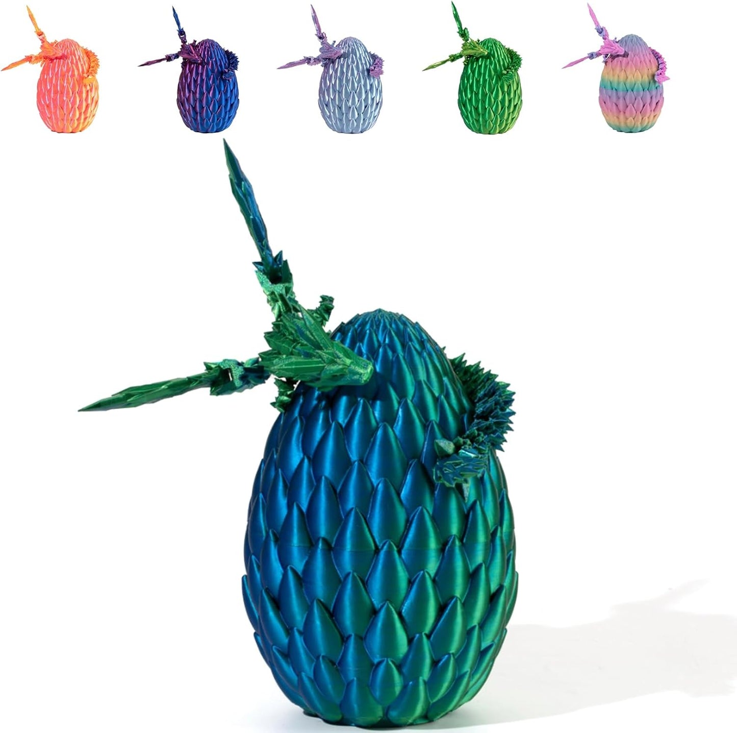 3D Printed Dragon Egg with Dragon Inside, Articulated Flying Dragon with Dragon Egg, Multi Color Winged Dragon, Crystal Dragon Fidget Toy, Home Office Décor, Easter Egg, Gift