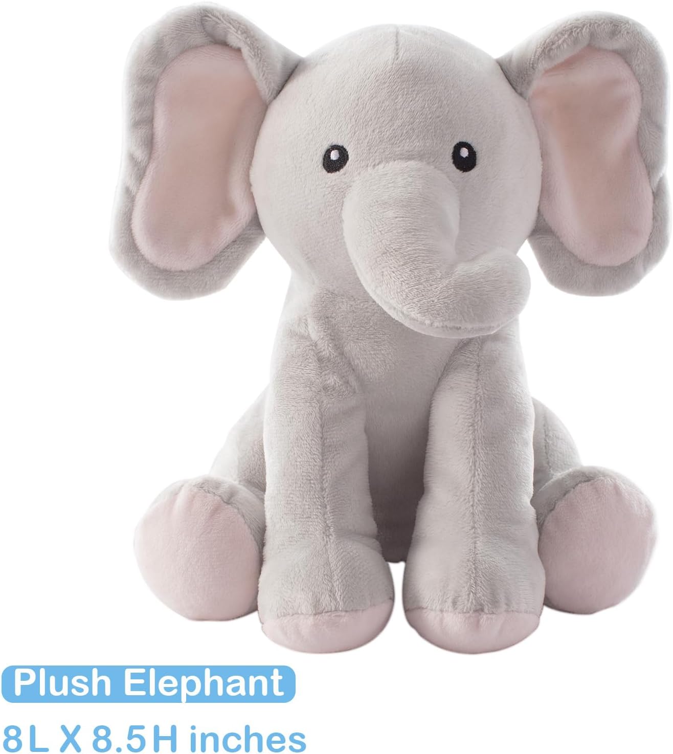 4 Piece Crib Bedding Set for Boys Girls, Infant Toddler Nursery Baby Bedding Sets Includes Cartoon Quilt, Fitted Crib Sheet, Crib Skirt and Plush Elephant Toy