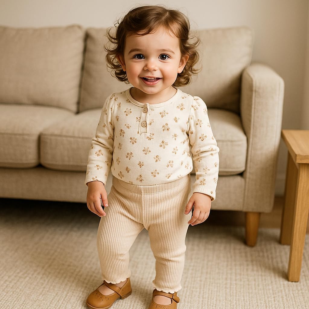 SOBOWO Baby Girl Leggings Pants Toddler Girls Solid Ribbed Pants 3 Pack Ruffle Bottoms Trouser Fall Winter Clothes 9M-3T