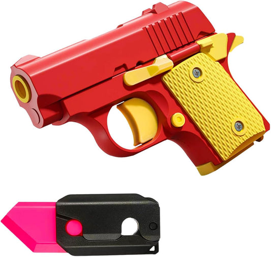 Fidget Toys Pistol, 3D Gravity Mini 1911 Fidget Pistol Toys,Fidget Sensory Toys,Stress Relief for Adults, Suitable for Relieving ADHD, Anxiety, Best Gift for Adults and Kids(Knife and Red Pistol)