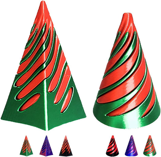 Spiral Cone Fidget Toy,Impossible Cone Pyramid Passthrough Sculpture Bulk Fidget Toys for 3D Printed,Anxiety Stress Relief Desk Deco Souvenir Mini Gift Toy for Home Office (#B-Laser Green Red)