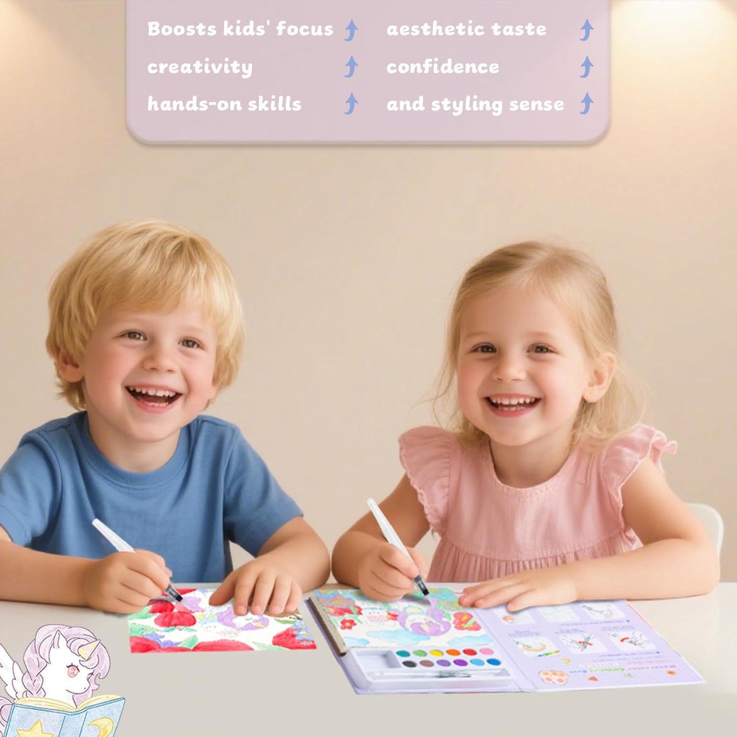 gesboole Paint with Water Coloring Books for Kids Ages 3-5, 4-8 – Cute Coloring Book for Teens,Arts and Crafts for Kids Ages 3 4 5 6 7 8+, Birthday Gift Toys for Girls Boys,Travel Toys -Unicorn