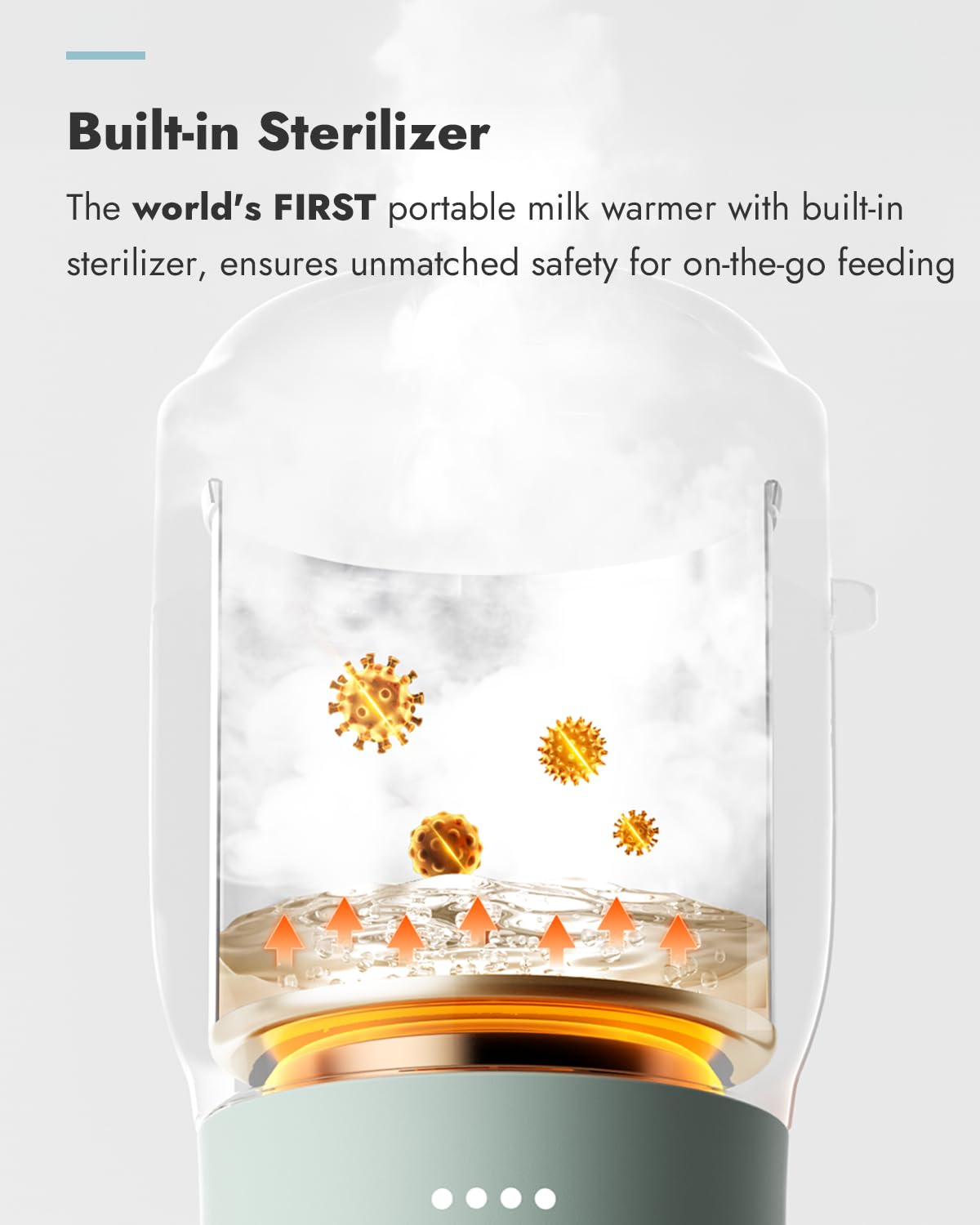 Papablic Pro Portable Bottle Warmer for Travel – Fast Heating, Built-in Sterilizer, 30W Fast Charge, 5-Temp Control, Easy-Clean Wide Mouth, Baby Milk Warmer for Breastmilk & Formula, Lilac Purple