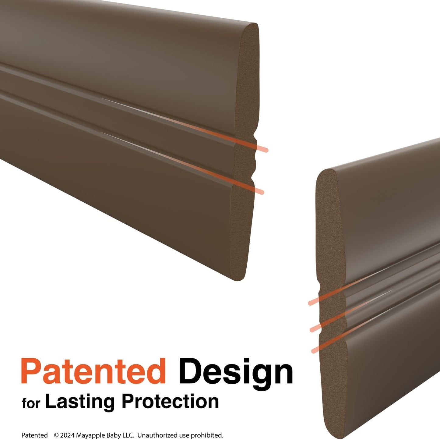 Roving Cove PreFit (Broad) Fireplace Edge Corner Protector (Extra Wide 9ft Edge 2 Corners), Baby Proofing Bumper Guards, Coffee Brown, Pre-Taped, for Straight Surfaces - New & Improved