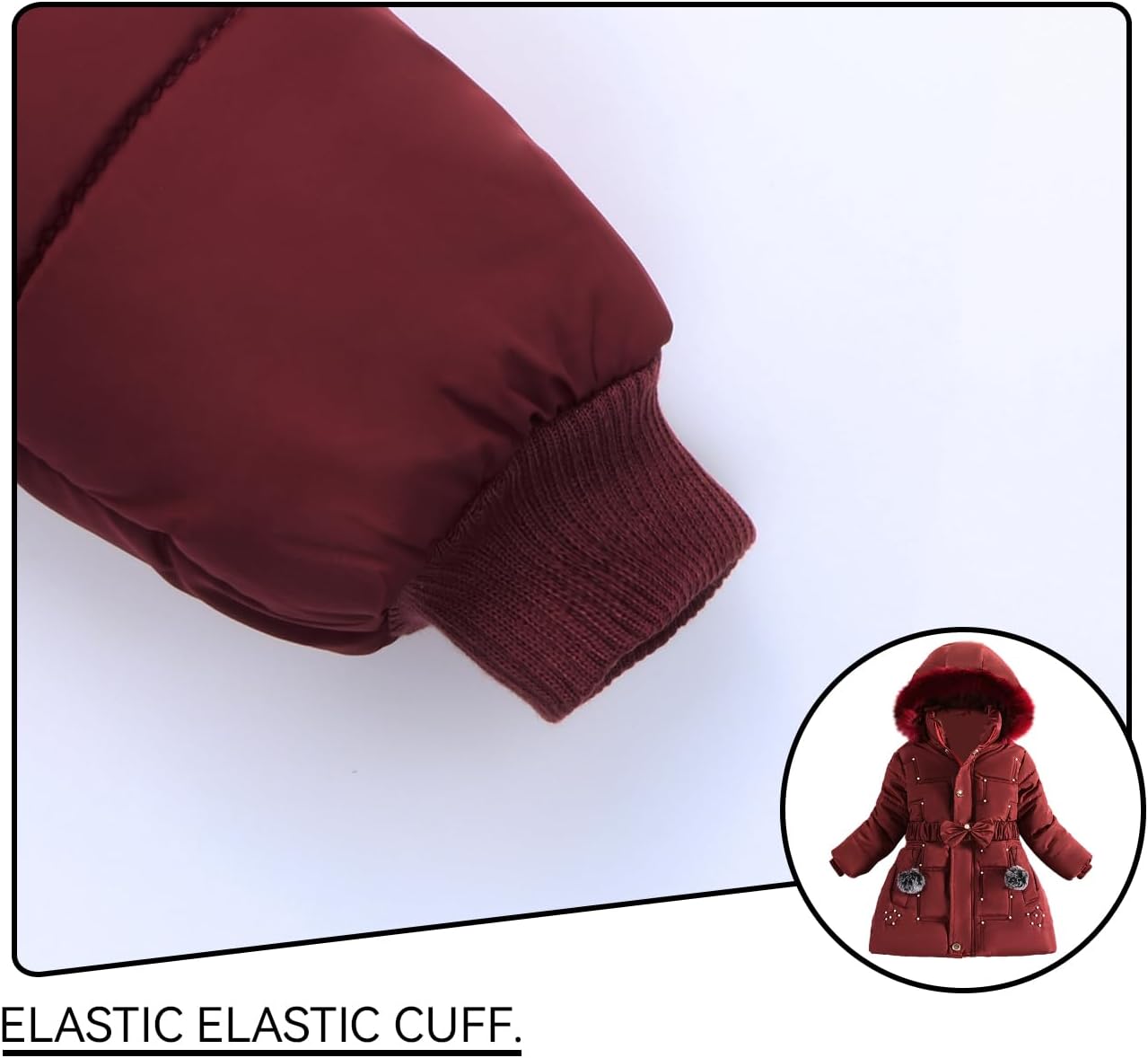 Girls Winter Dress Coats Faux Fur Hooded Fleece Jackets Waterproof Parka Outwear