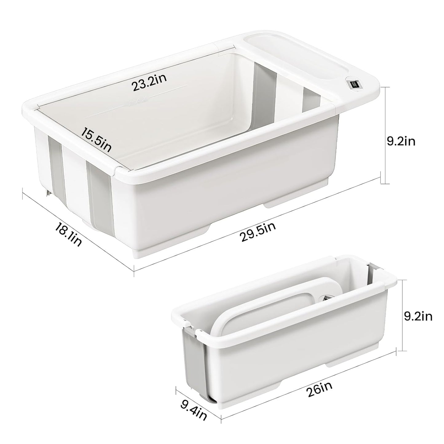 Collapsible Baby Bathtub with Smart Temperature Display, Portable Travel Bathtub, Ideal for 0-36 Months Infants
