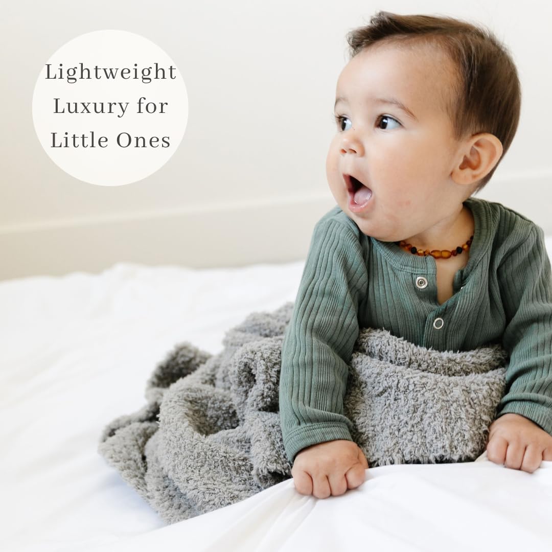 SARANONI Bamboni Luxury Baby Blanket | Plush Blanket for Infant Boys & Girls | Receiving Blanket 30” x 40” | Gray