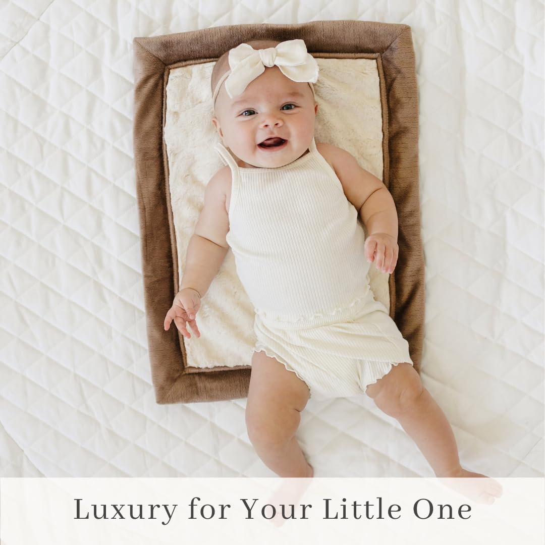 SARANONI Security Blankets for Babies Super Soft Boutique Quality Lush Luxury (Ivory & Gingersnap, Mini 15" x 20")