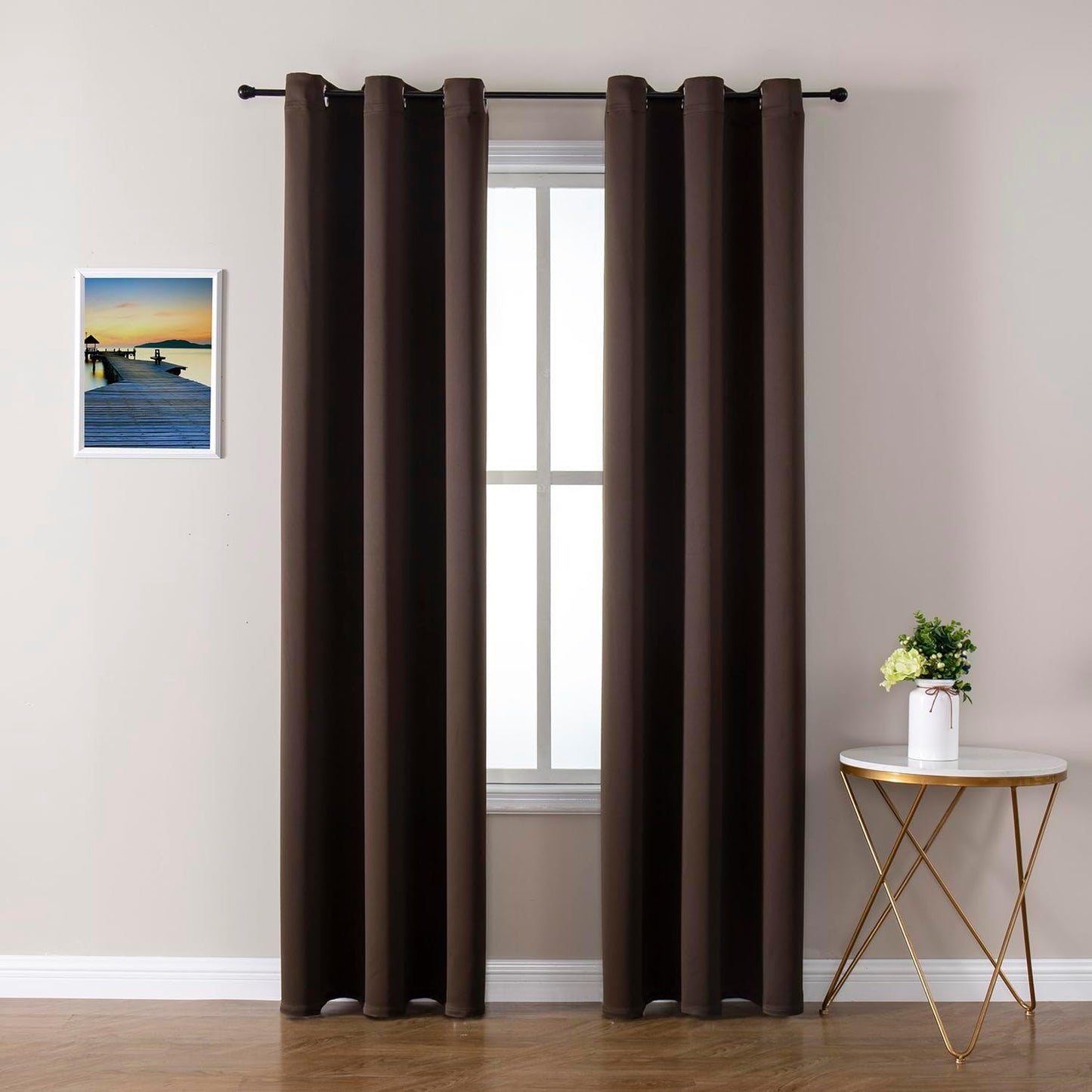 ChrisDowa Brownout Curtains 78 inches Long for Bedroom - 2 Panels Set Grommet Thermal Insulated Room Darkening Curtains for Living Room (Brown, 42 x 78 Inch)