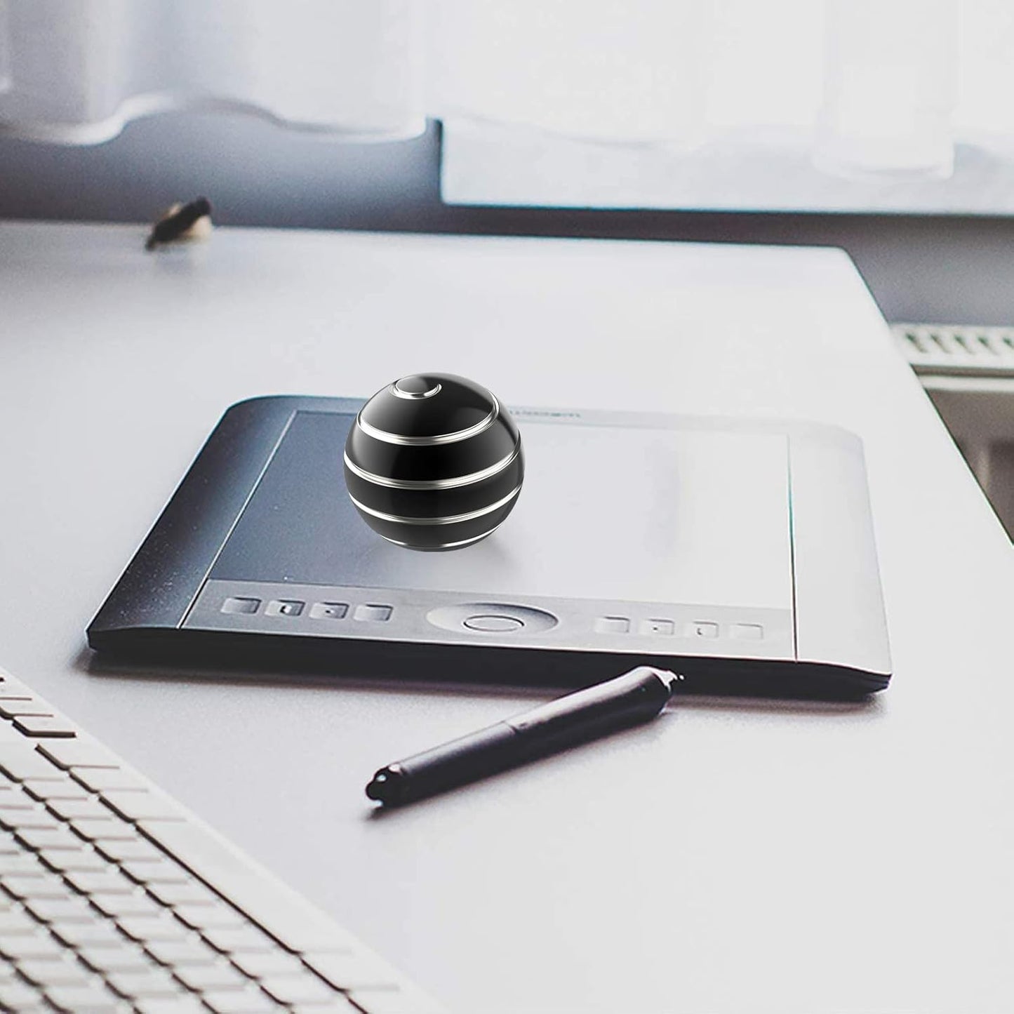 Kinetic Desk Toys for Adults, 1.77'' ADHD Fidget Spinner Toys for Office for Adults, Desk Stress Relievers Toys for Adults, Party Favor Toys for Christmas Halloween Day (45MM, Black-A)