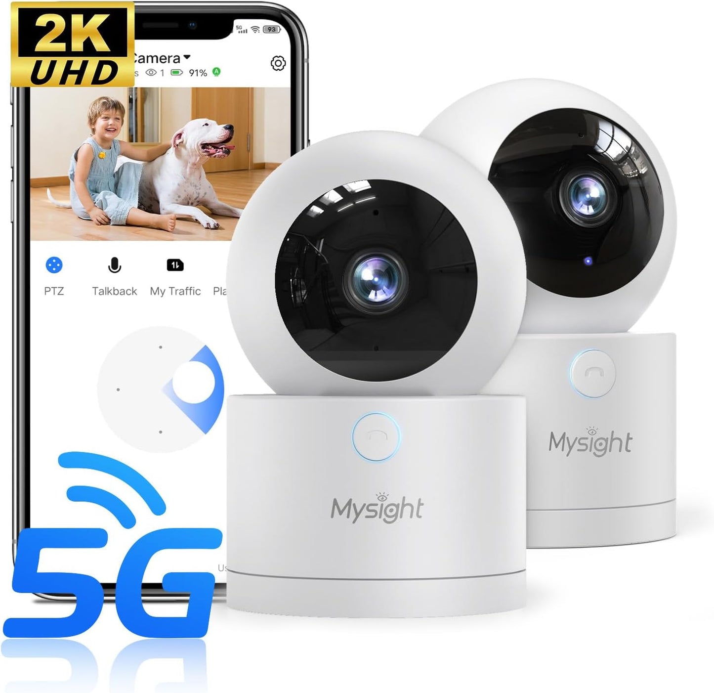 [5G & 2.4G] 2K Pan/Tilt Security Cameras for Home Security Indoor, AI Voice Change for 2-Way Talk, Motion Detection, 24/7 SD Recording/Cloud Storage, Baby Monitor/dog/Pet Camera with Phone App, 2